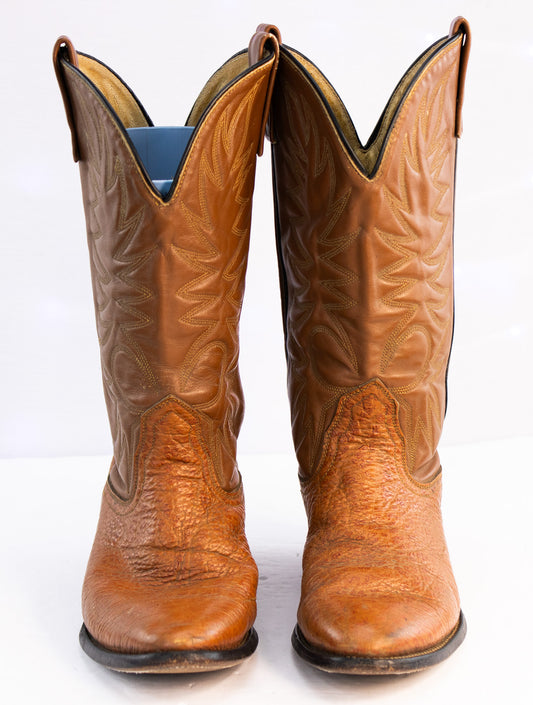 Vintage Men’s Cowboy Boots Size 9 D | Pebbled Leather Western Boots | Classic Ranch Style