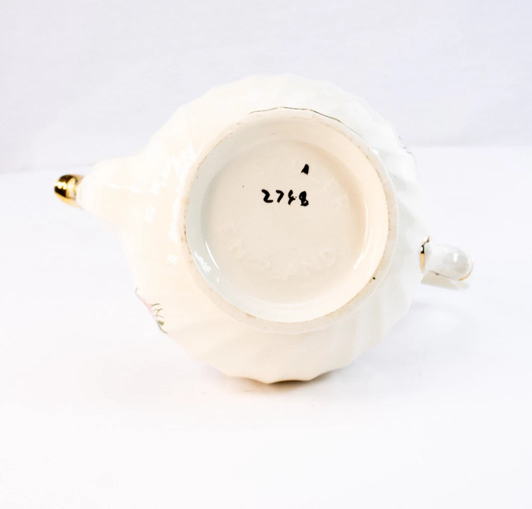 Sadler England No. 2748 – Hand-Painted Floral Teapot with Gilded Trim