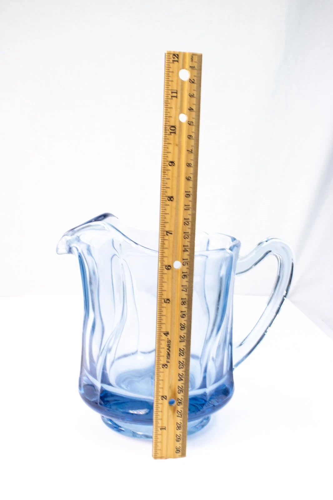 ✨ SKY DANCE IN GLASS | Vintage Hand-Blown Light Blue Pitcher & Matching Tray Set