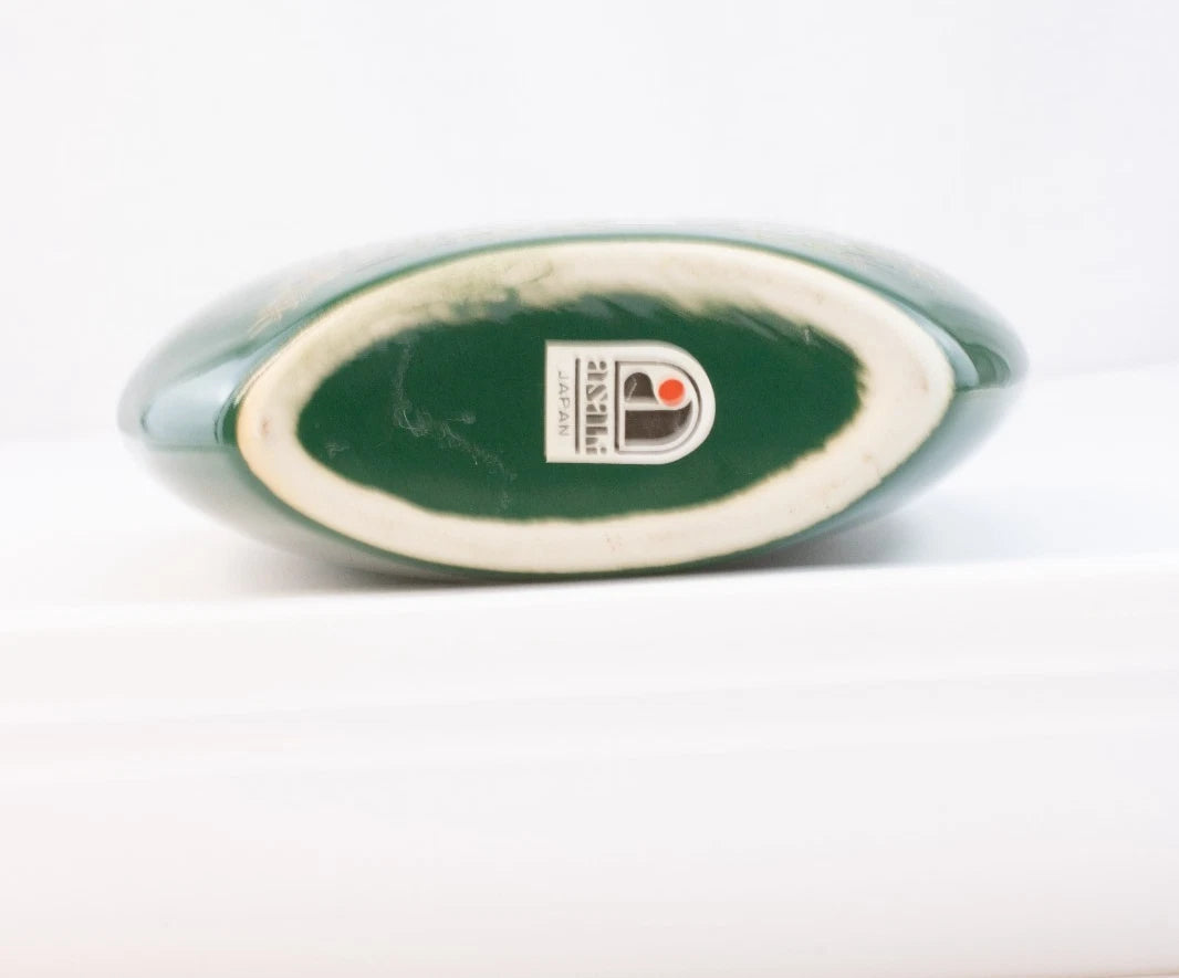 Vintage Asahi Japan Green Peacock Vase – Mid-Century Hand-Painted Porcelain