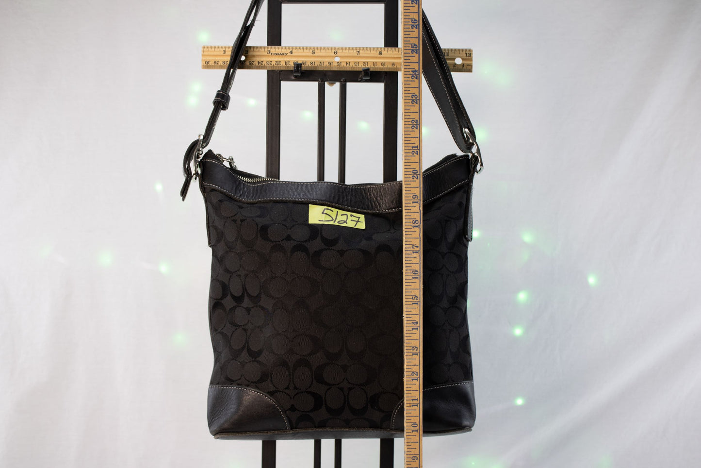 Coach Signature Black Shoulder Bag Purse w Matching Wallet Set