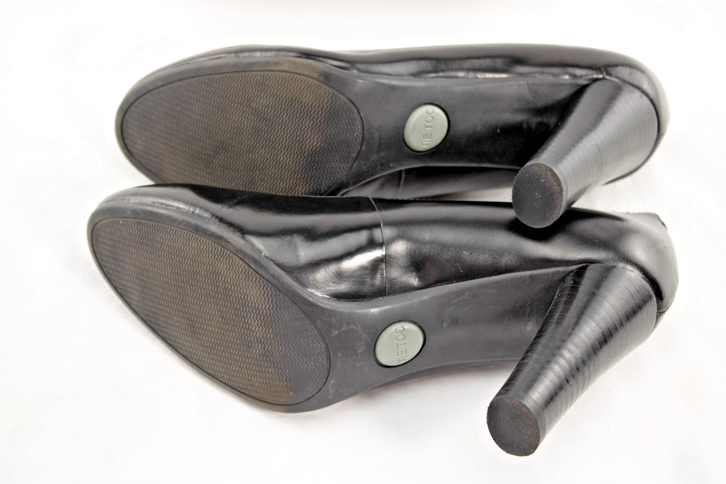 Me Too Black Leather Heels | “Milly” Size 8M Round Toe Pumps | Classic High Heel