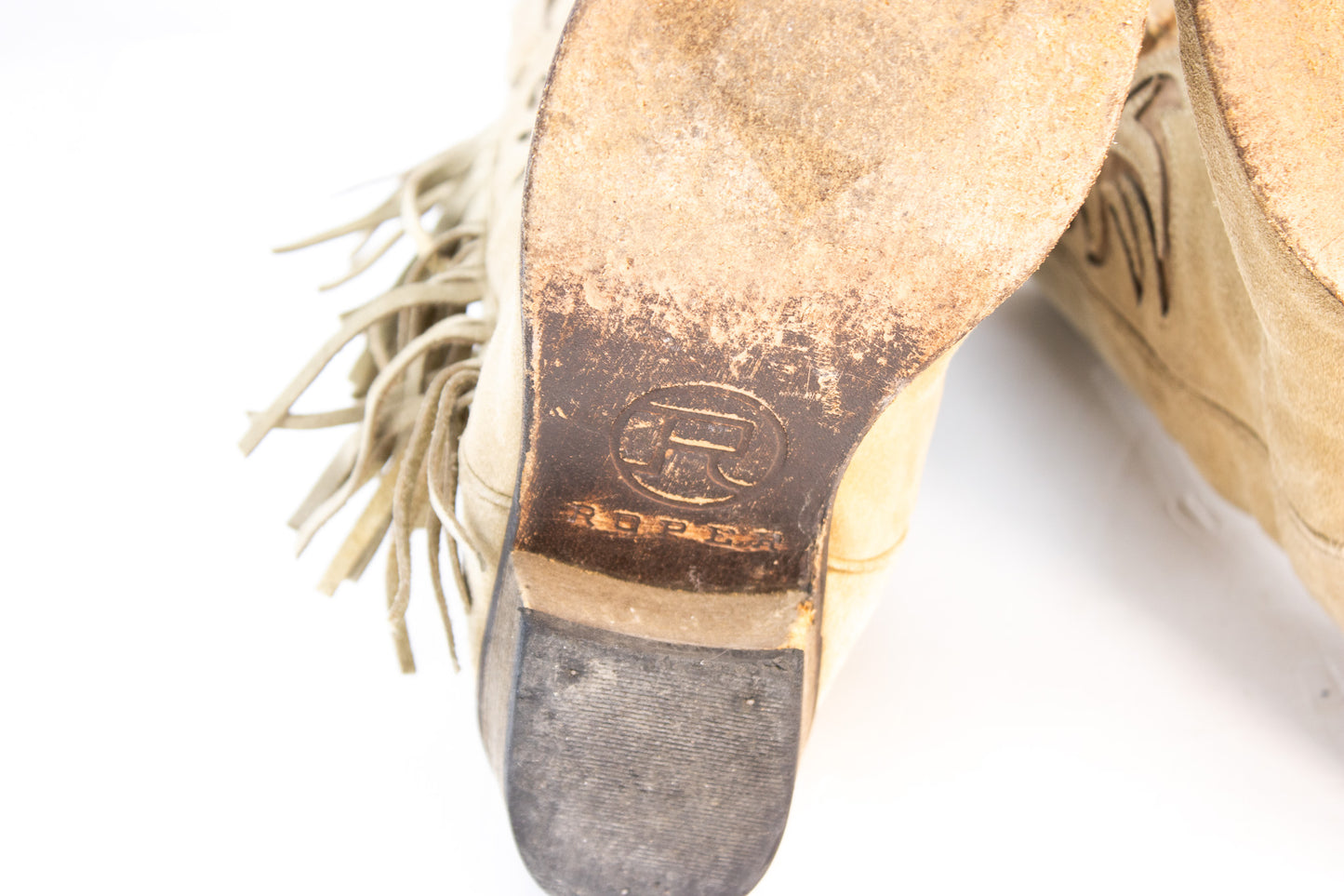 Roper Fringe Western Boots – Women’s Size 6.5 – Tan Suede Cowgirl Boots