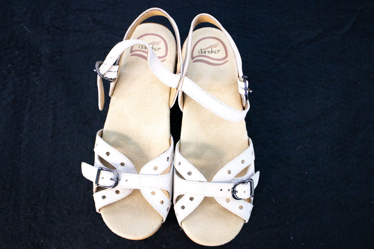 Dansko Sissy Sand Nubuck Leather Sandals EU 36 Wood Sole