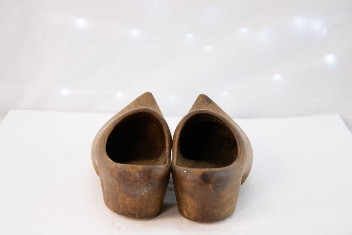 Vintage Wooden Clog Shoes Pair Hand Carved Folk Footwear