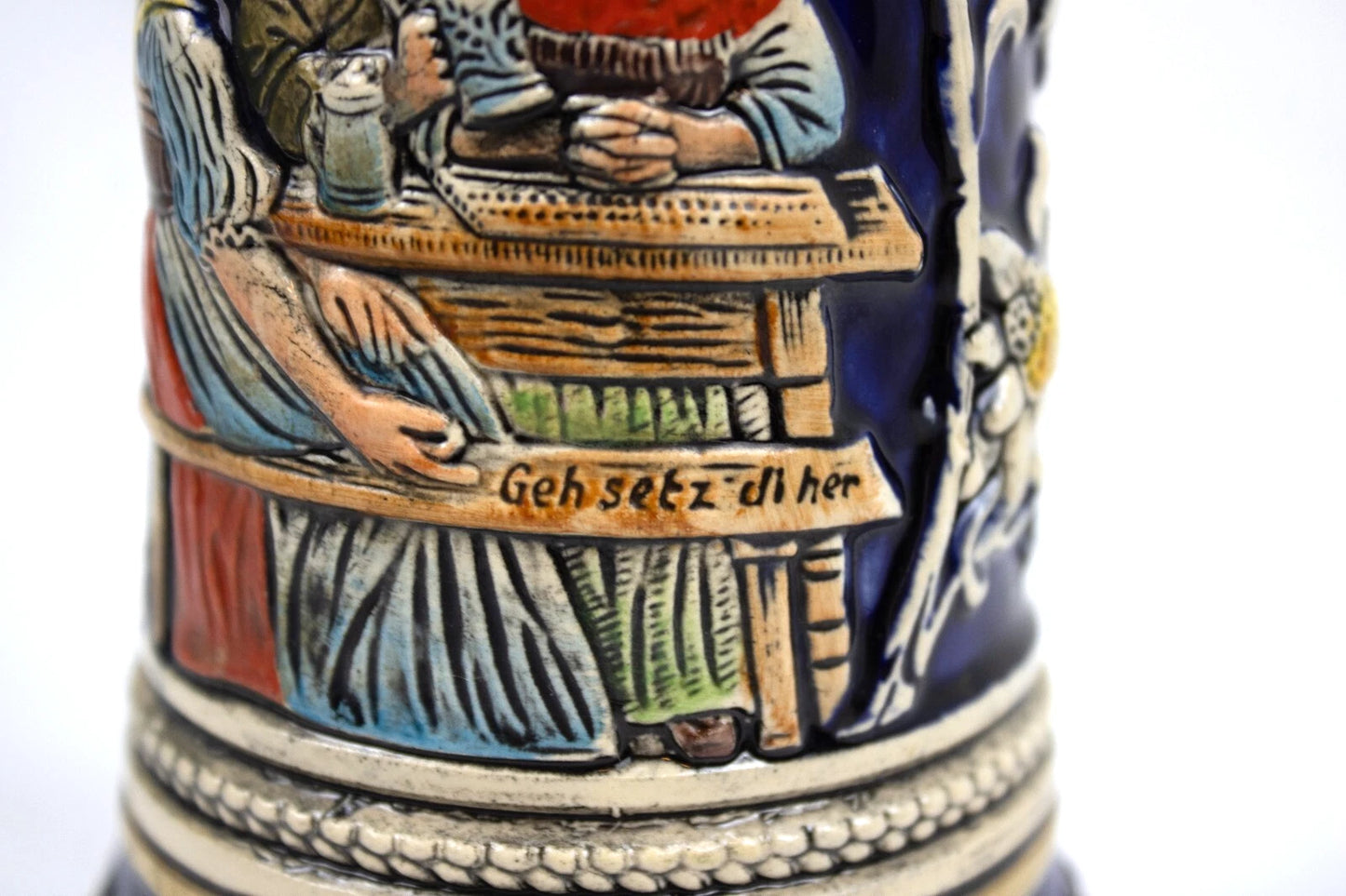 Vintage West German Beer Stein with Music Box – Hand-Painted Tavern Scene