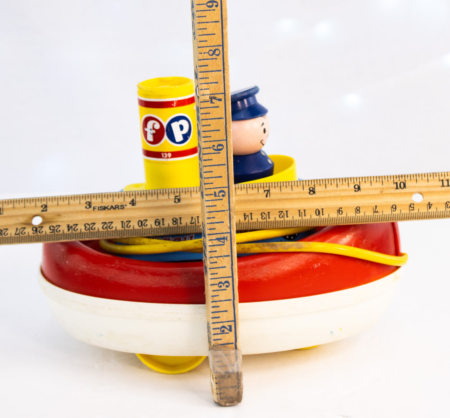 Vintage 1967 Fisher-Price #139 Tuggy Tooter Pull Toy | Retro Preschool Boat