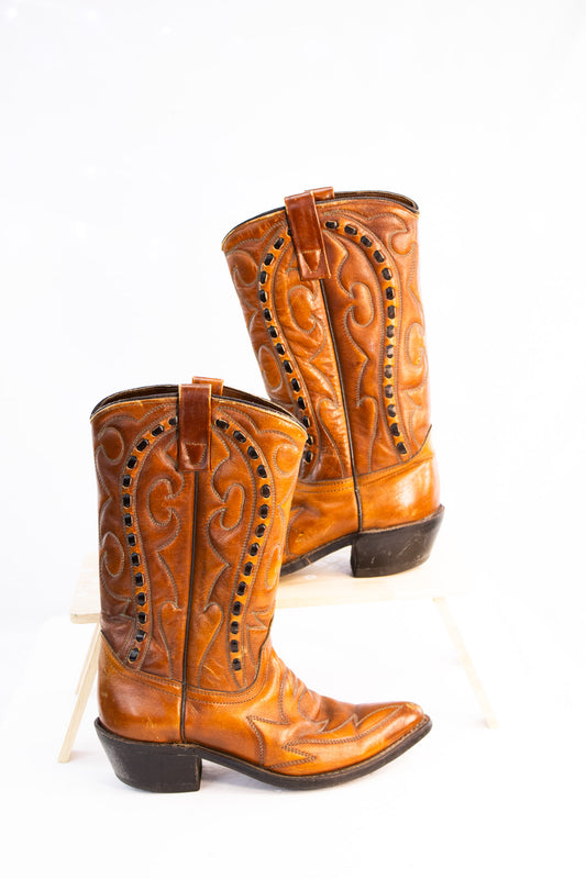 Vintage Justin Cowboy Boots – Men’s 6.5 D – USA Made – Brown Leather