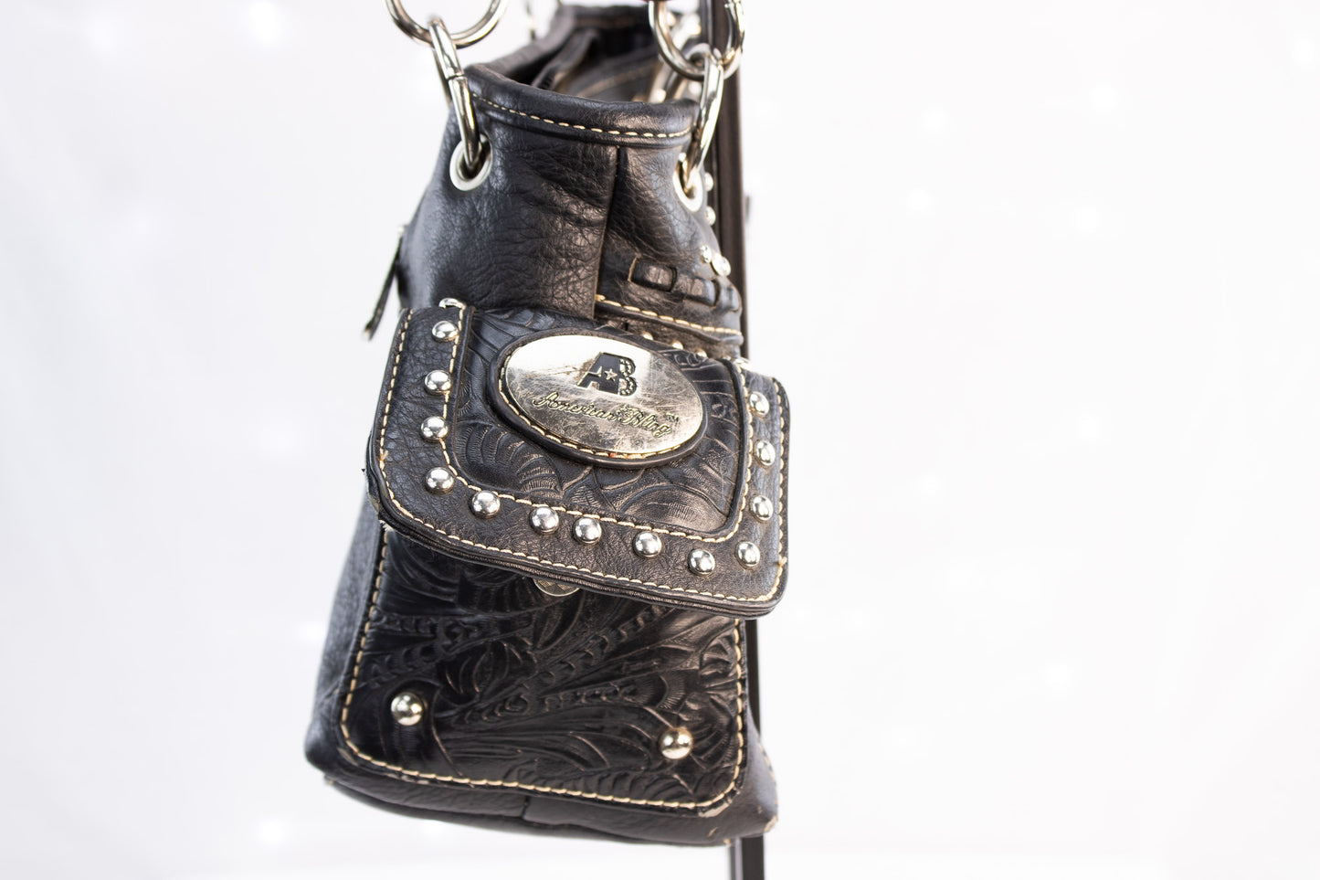 American Bling Black Western Conceal Carry Purse with Rhinestone Concho
