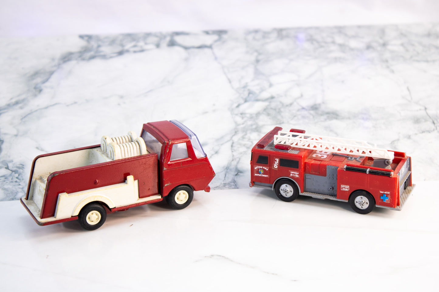 Fire Truck Toy Lot Tonka Fire Engine & Ladder Truck