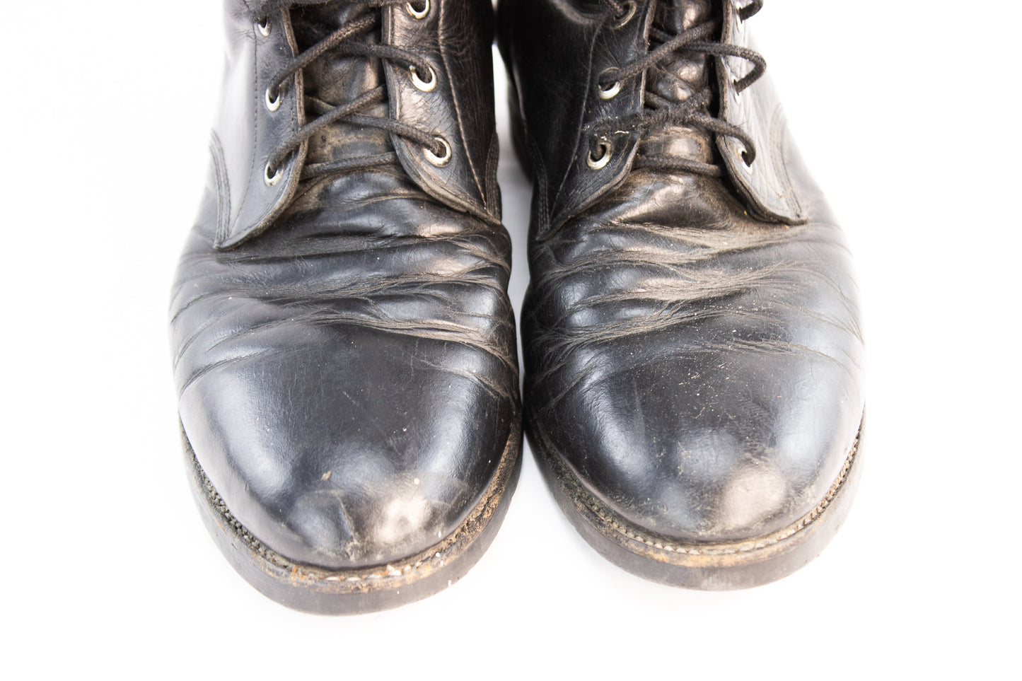 Vintage Justin Black Leather Lace-Up Ankle Boots | Made in USA