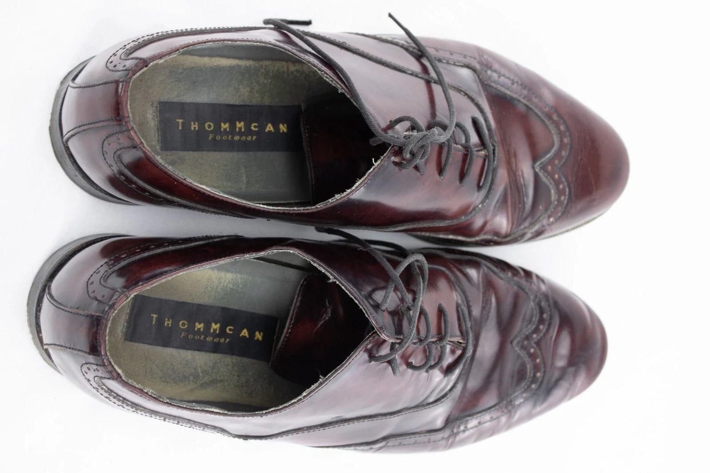 🌾 Vintage Thom McAn Burgundy Leather Oxford Wingtips | Men’s 9.5M | Rustic Form