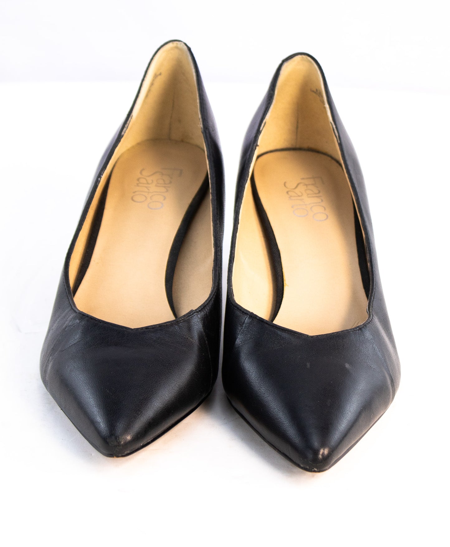 Franco Sarto Black Leather Kitten Heels Women’s 8.5 Classic Pumps