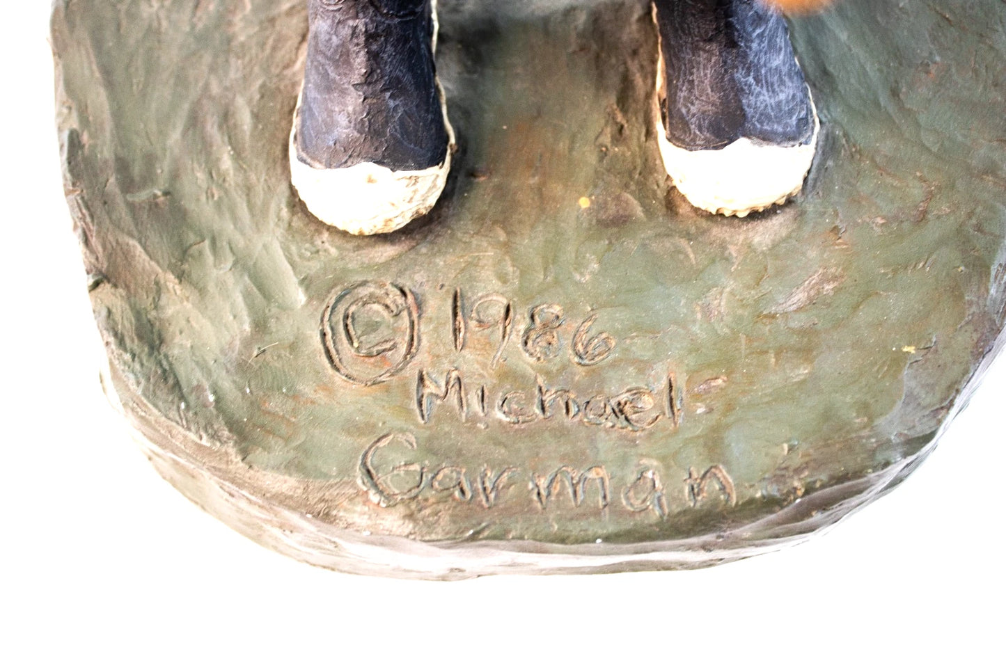 1986 Michael Garman Sculpture — “Firefighter with Child” — Heroic Americana Art