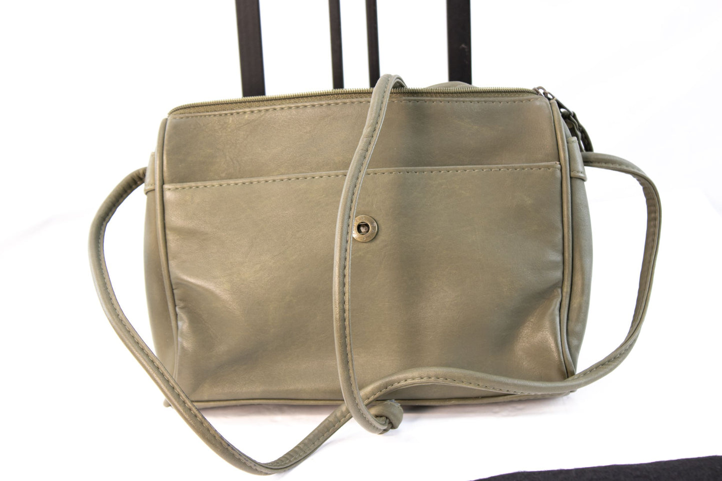 Vintage Samé Olive Green Crossbody Purse Structured Vinyl