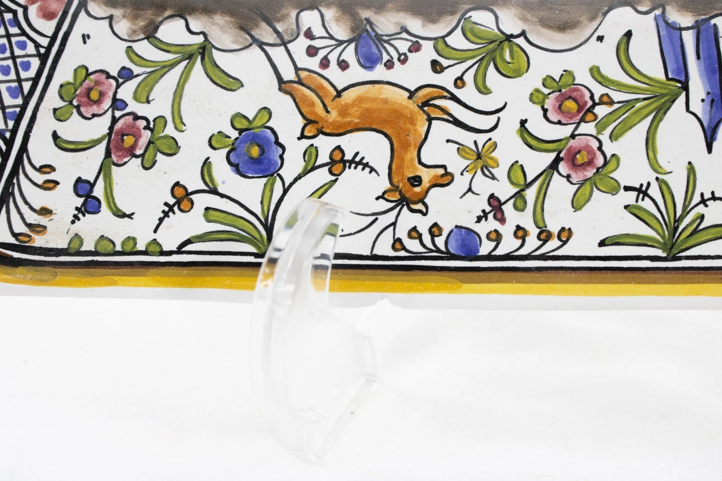 🖼️ VINTAGE HAND PAINTED PLATTER 🐦🦌🐿️- Made in Portugal