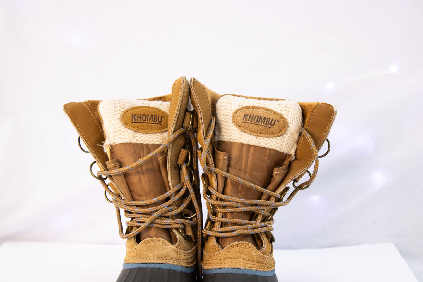 Khombu Womens Duck Boots Size 6 Winter Suede Knit Cuff Lace Up Waterproof