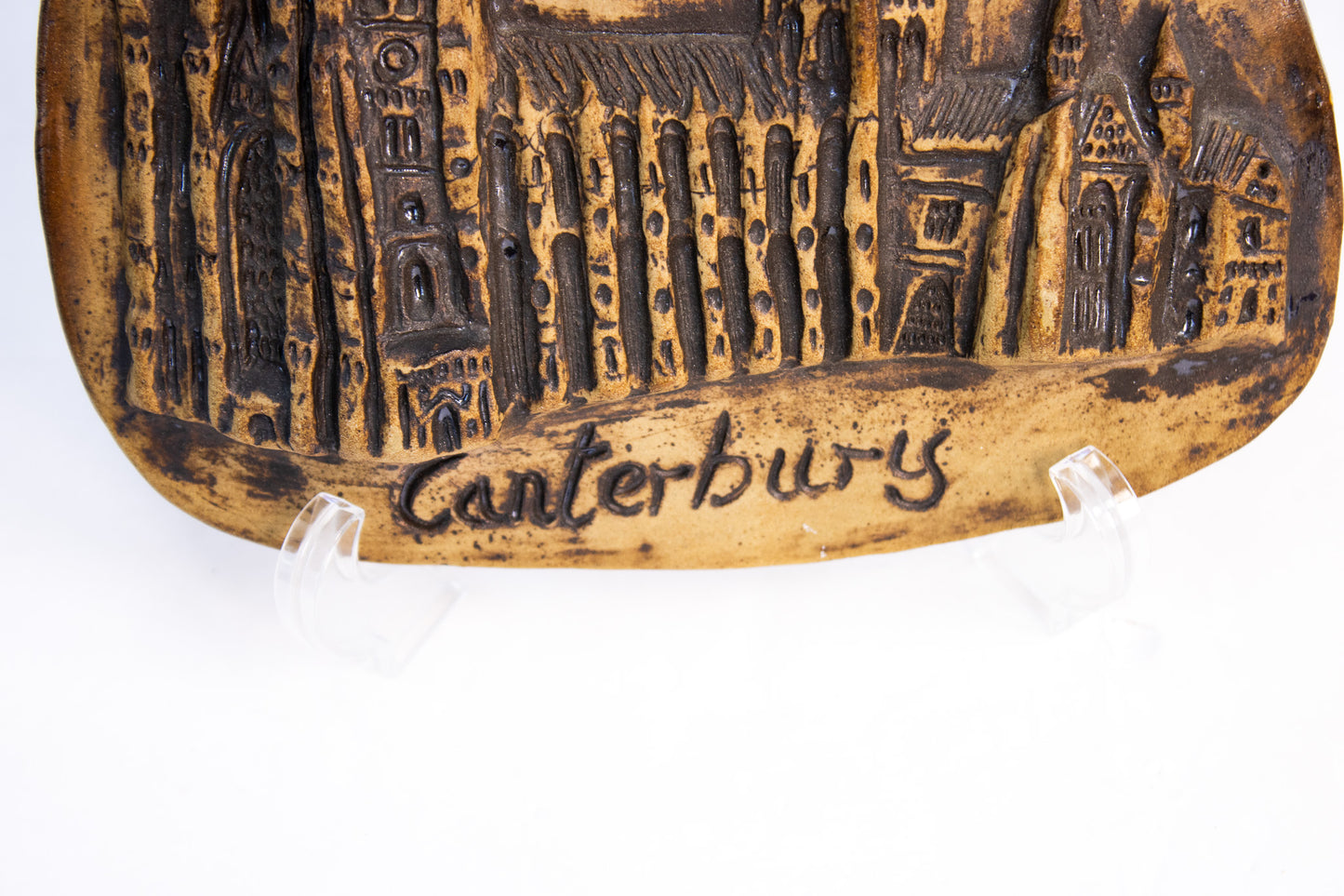 Vintage Canterbury Cathedral Ceramic Wall Plaque | Handcrafted Studio Pottery | England