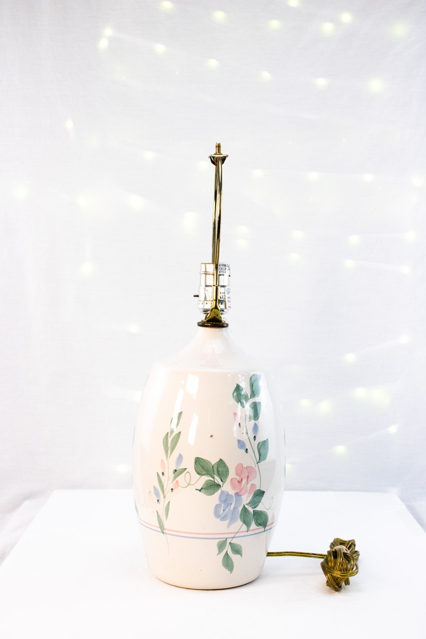 Vintage CCD Floral Ceramic Table Lamp – Handmade USA – Brass Har