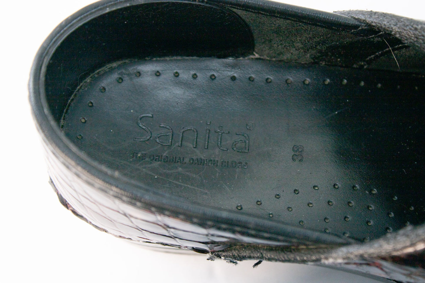Sanita Danish Clogs EU 38 US 7–7.5 Croc Embossed Leather Slip-On Shoes