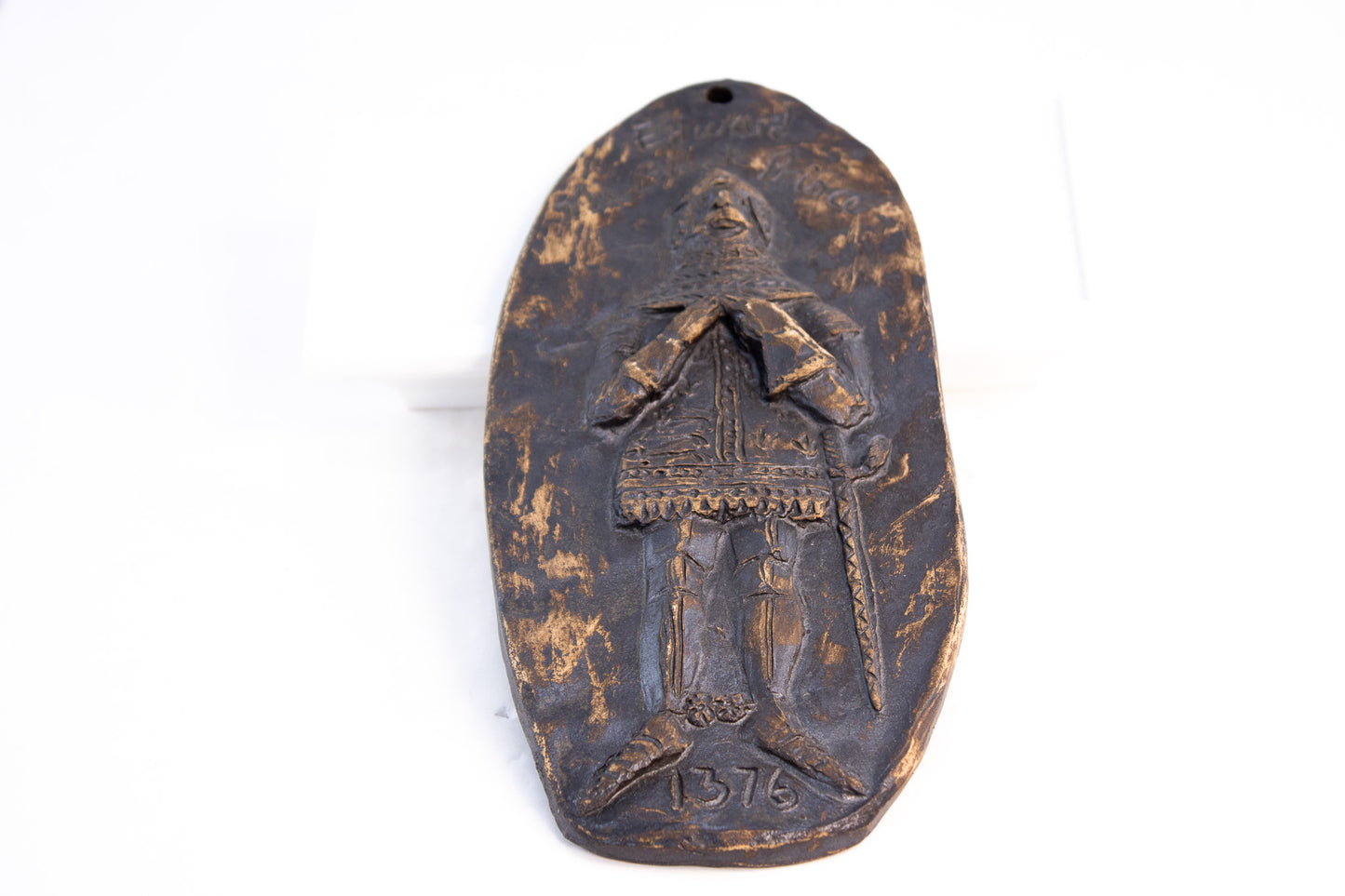 Edward the Black Prince Medieval Clay Wall Plaque Folk Art Relief