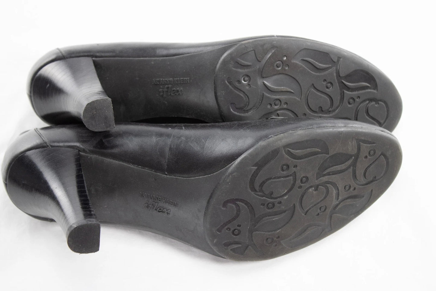 Anne Klein iFlex Leather Heels | Size 8.5M | Black Loafers with Silver Bit | AK