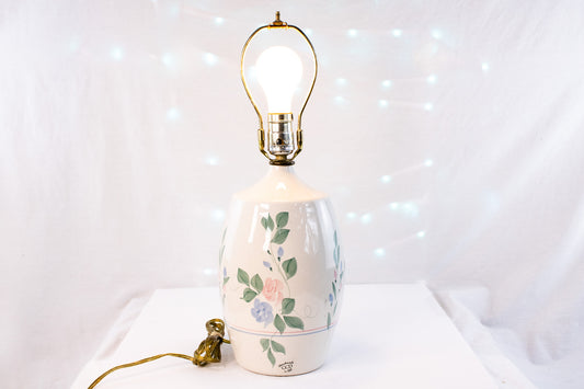 Vintage CCD Floral Ceramic Table Lamp – Handmade USA – Brass Har