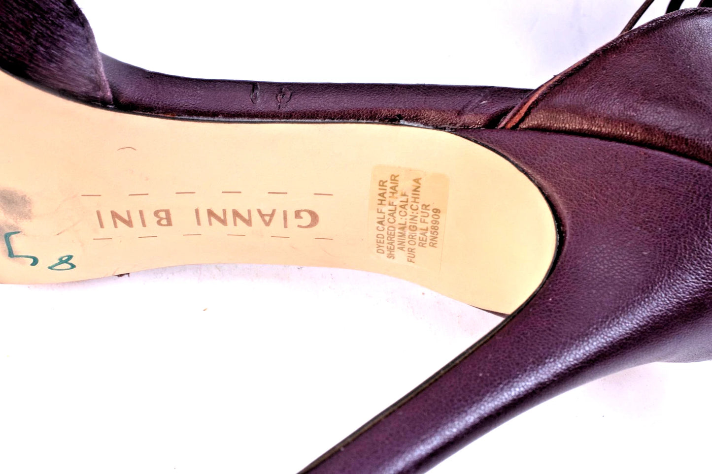 Gianni Bini Ankle Strap D’Orsay Pumps 10M Leather & Calf Hair Pointed Toe