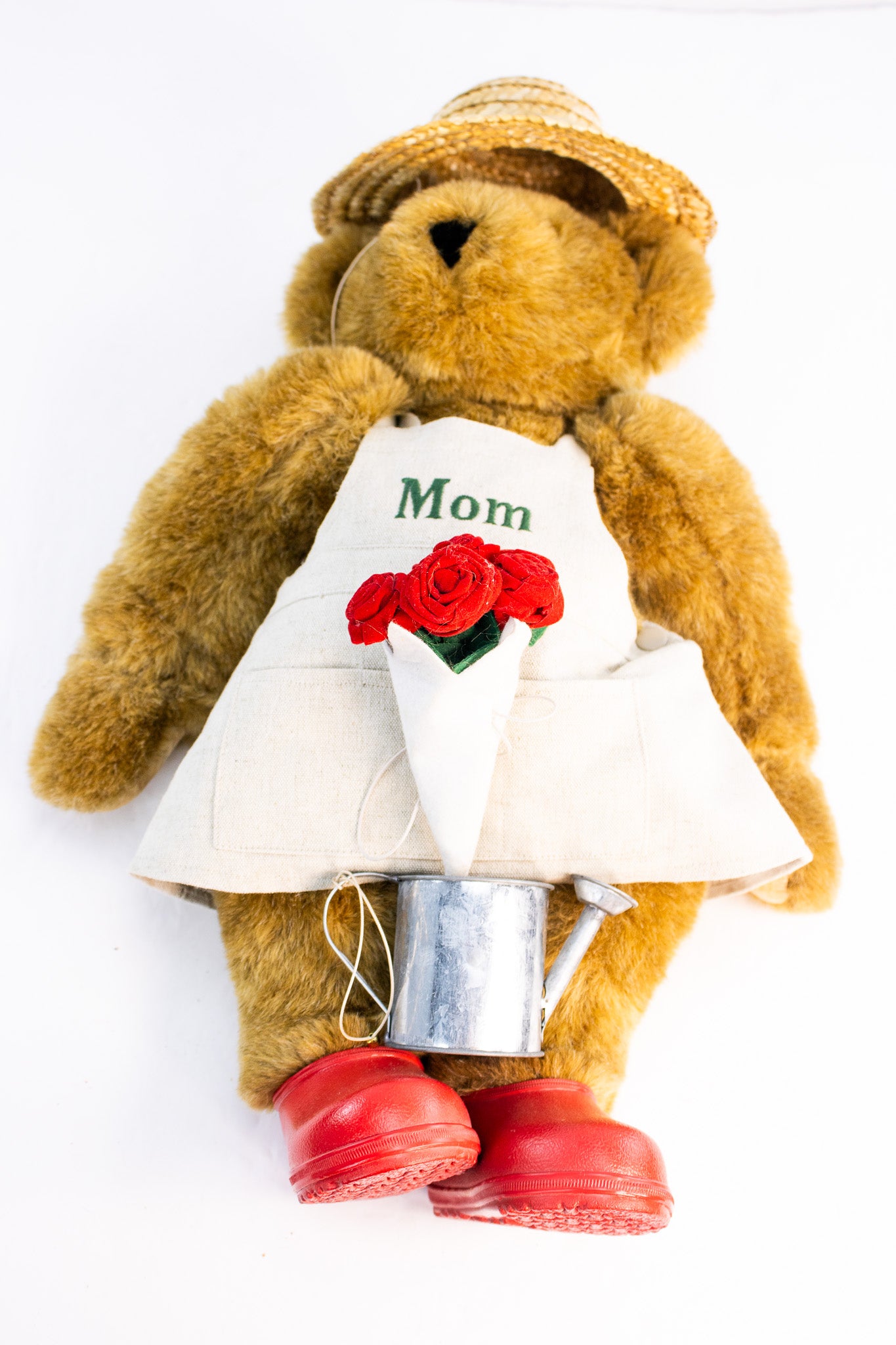 Vintage “Mom” Teddy Bear – Garden Theme Plush w/ Apron & Watering Can