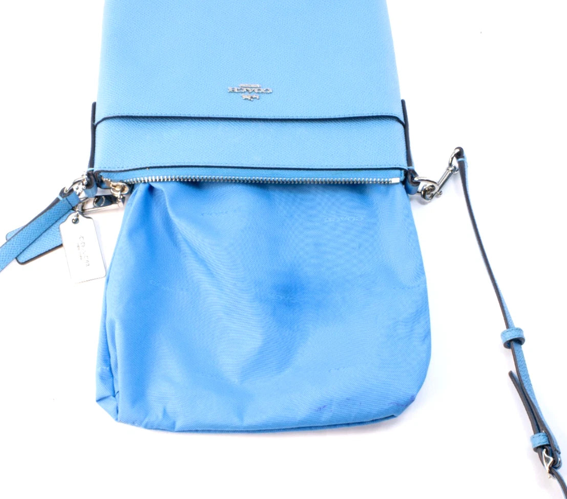 Coach Crossgrain Leather Zip-Top Crossbody Bag (Cornflower Blue)