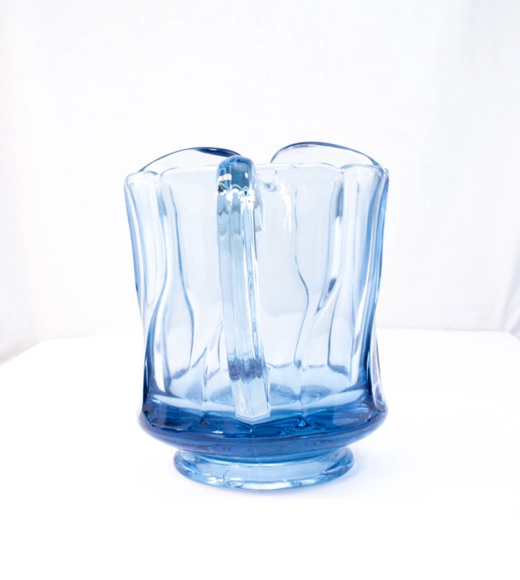 ✨ SKY DANCE IN GLASS | Vintage Hand-Blown Light Blue Pitcher & Matching Tray Set