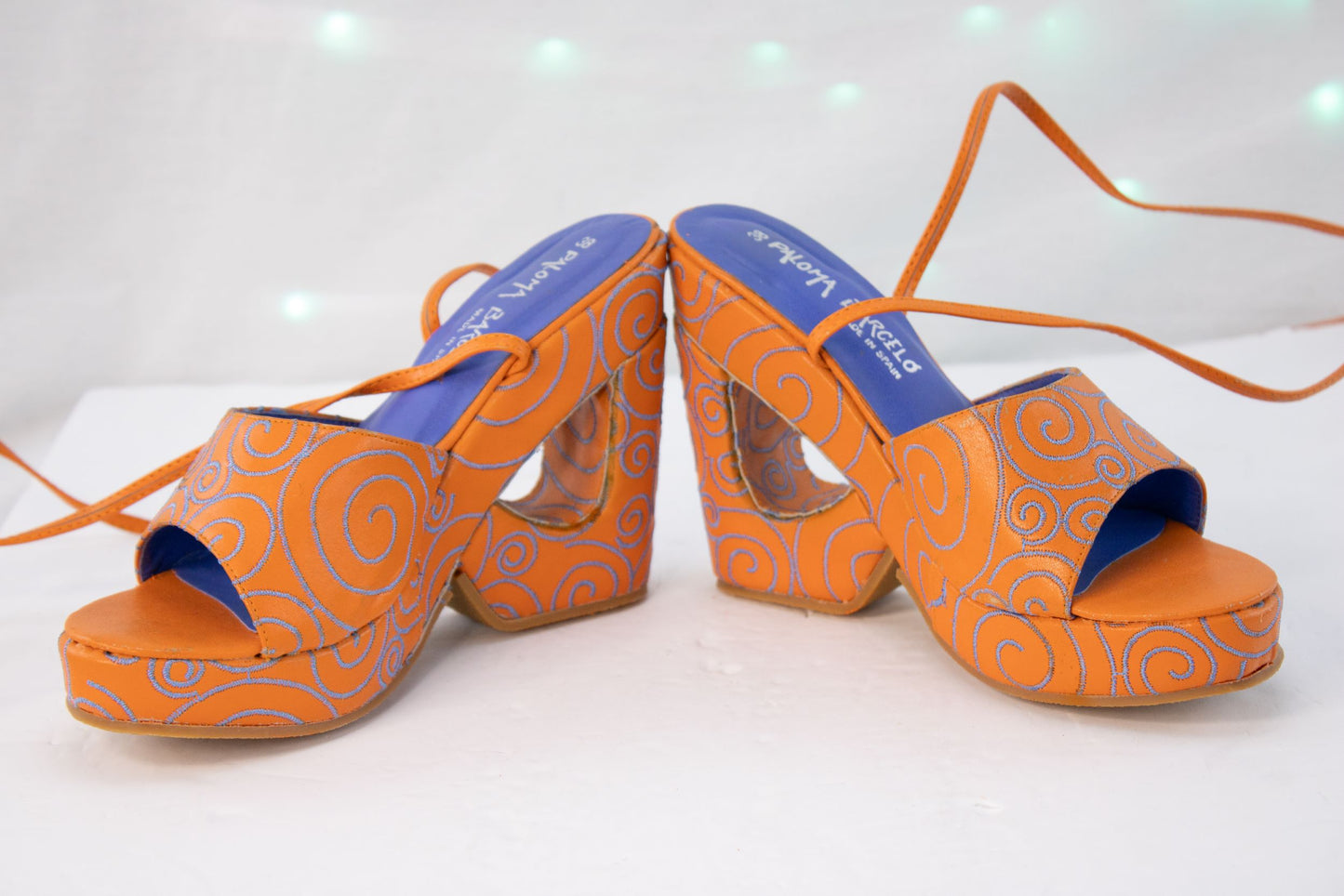 Paloma Barceló Orange Platform Heels EU 38 | Made in Spain Statement Shoes