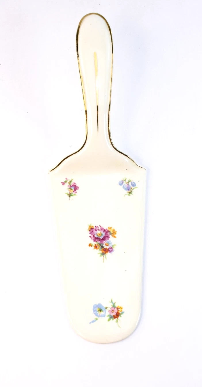 Vintage German Porcelain Cake Server – Floral & Gold Elegance