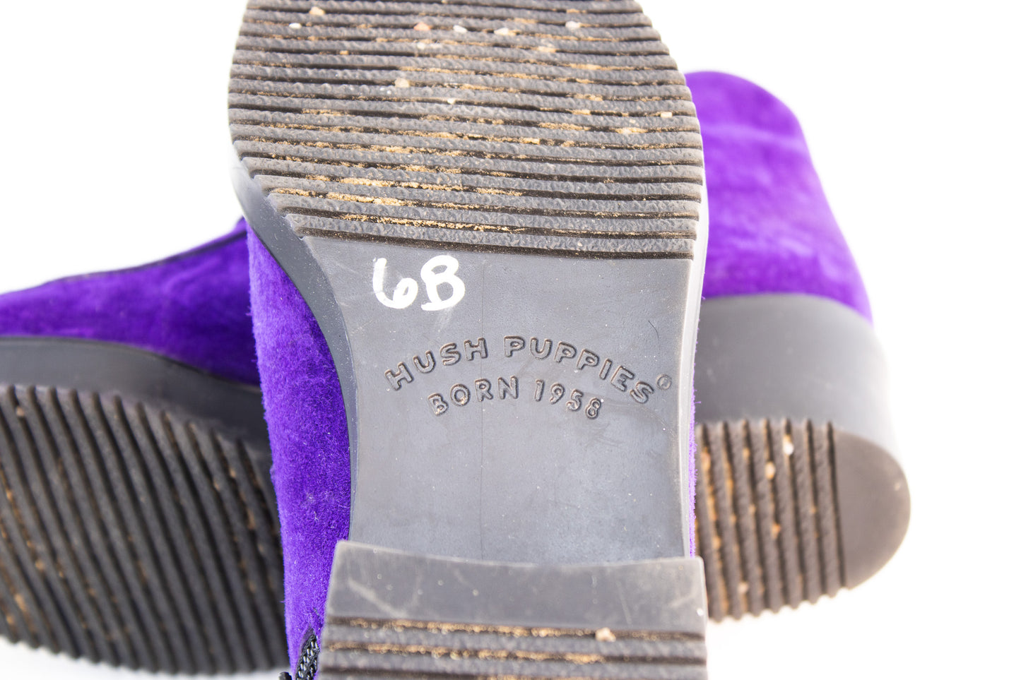 Purple Suede Hush Puppies Ankle Boots Womens Size 8.5 Retro Comfort Shoes