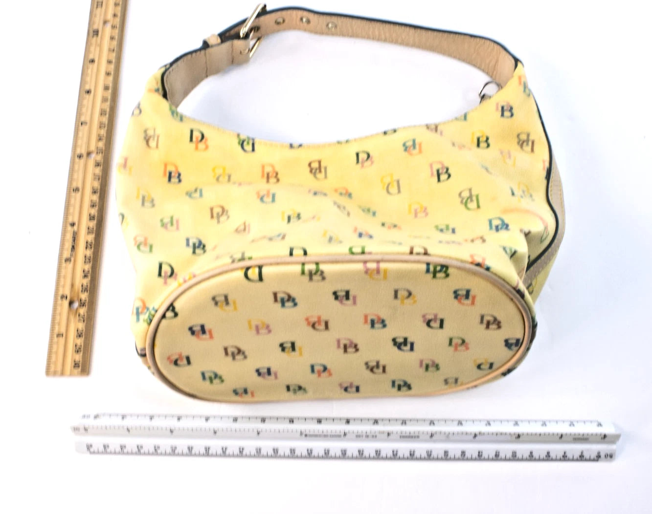 Dooney & Bourke Yellow Rainbow “DB” Shoulder Bag + Wristlet Set