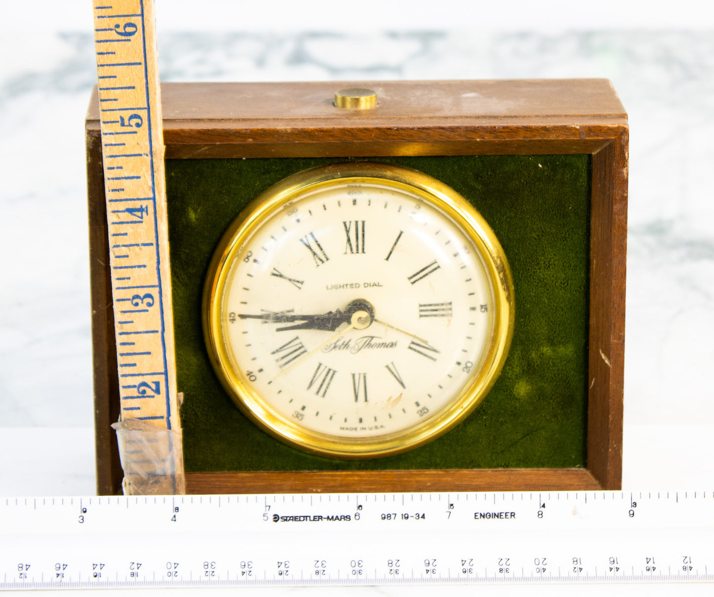Seth Thomas Velwood Lighted Alarm Clock | Mid-Century Wood Clock