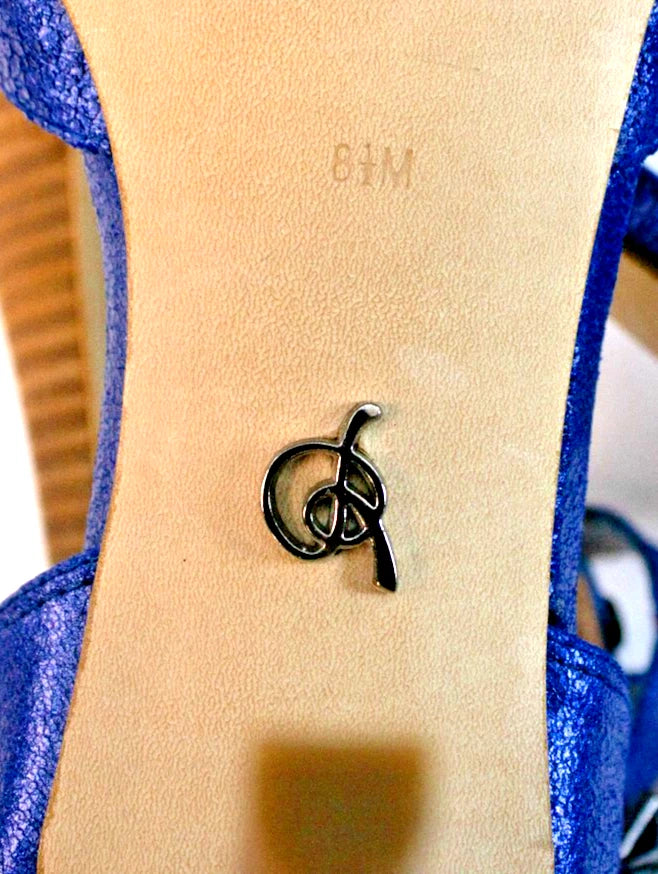 💙 Rachel Roy Metallic Blue Heels | Studded Strappy Sandals | Size 8.5M