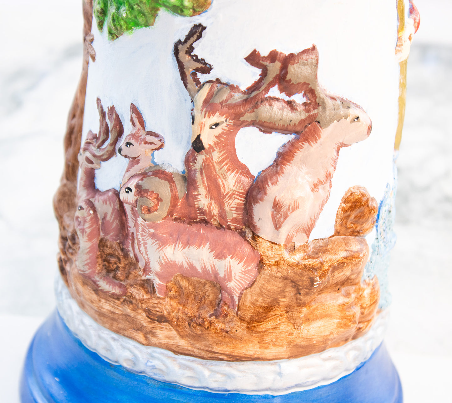 Hand Signed Folk Art Stein – Large Wildlife & St Christopher Ceramic Tankard