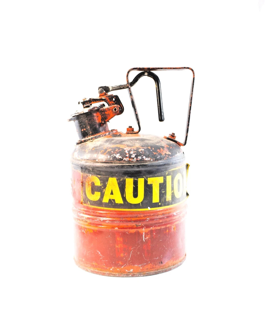 Justrite Red Metal Safety Can – Industrial Gas/Oil Can w/ “CAUTION” Label - USA
