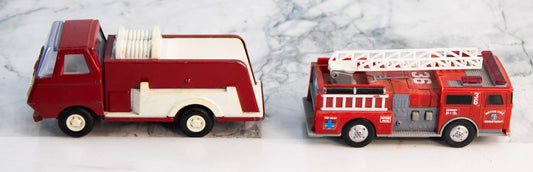 Fire Truck Toy Lot Tonka Fire Engine & Ladder Truck
