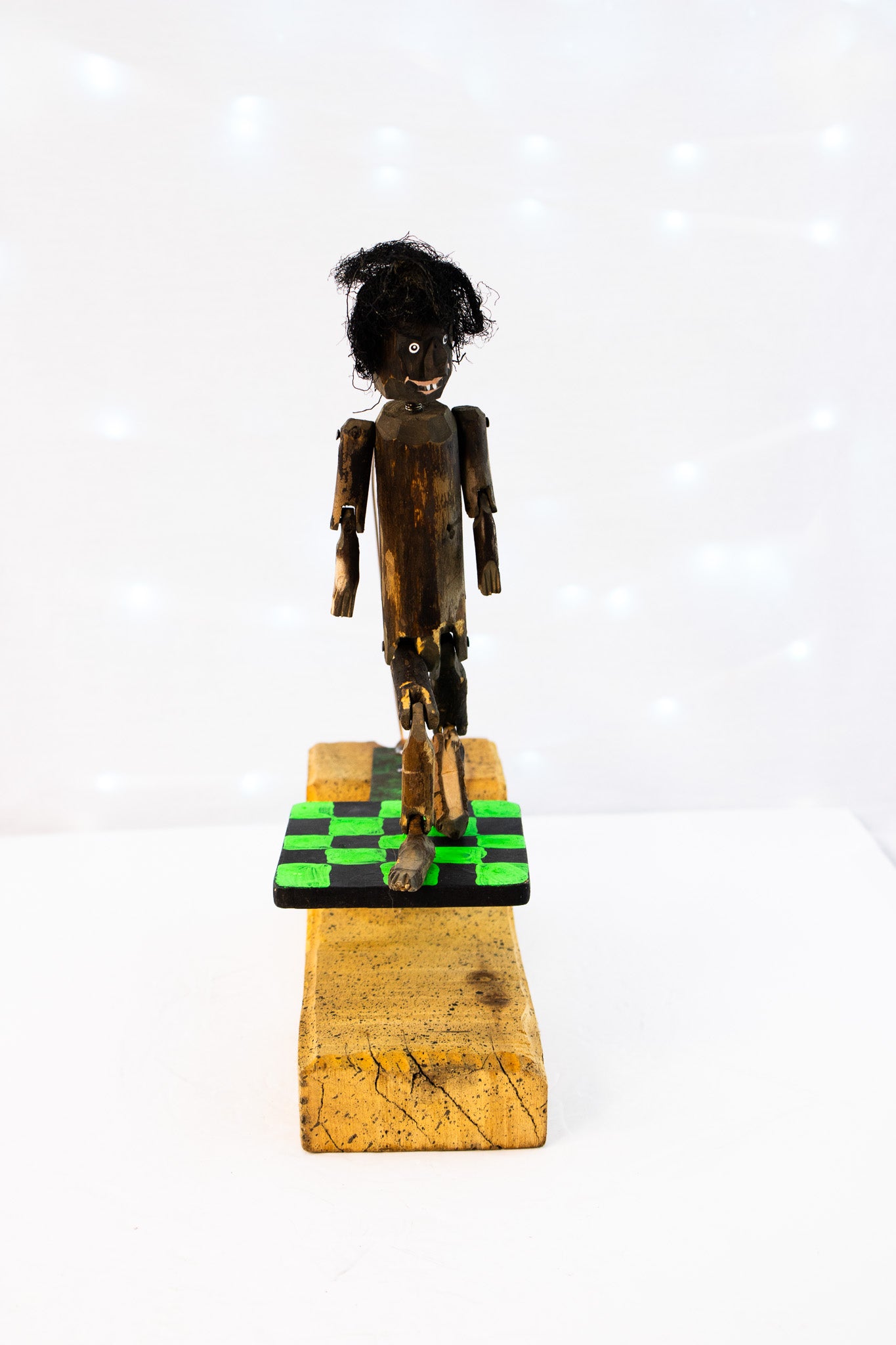 Hand Carved Wooden Kinetic Folk Art Figure | Moving Dancing Sculpture