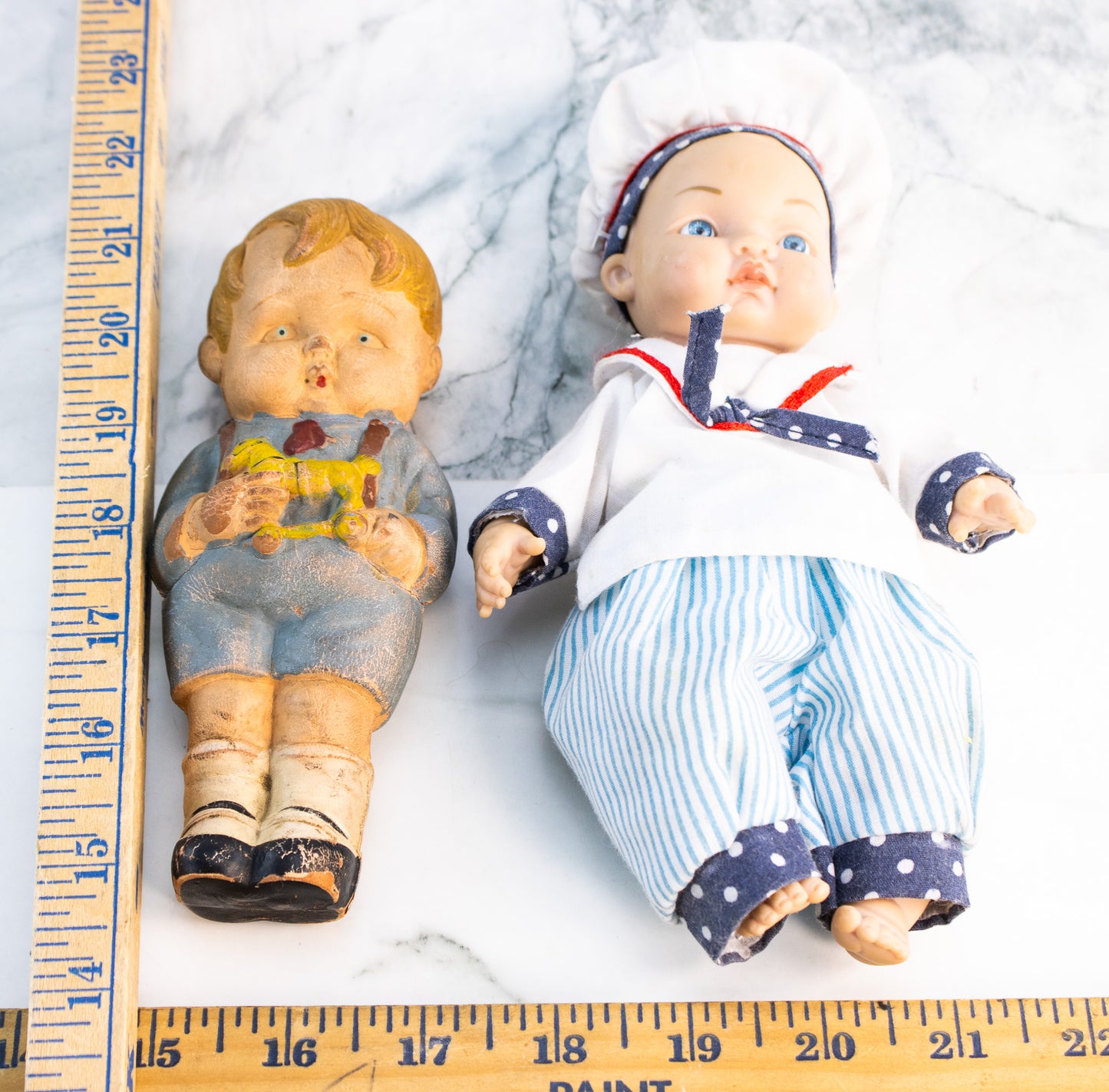 Vintage Toy Lot Japan Rubber Squeak Toy Boy & Sailor Doll