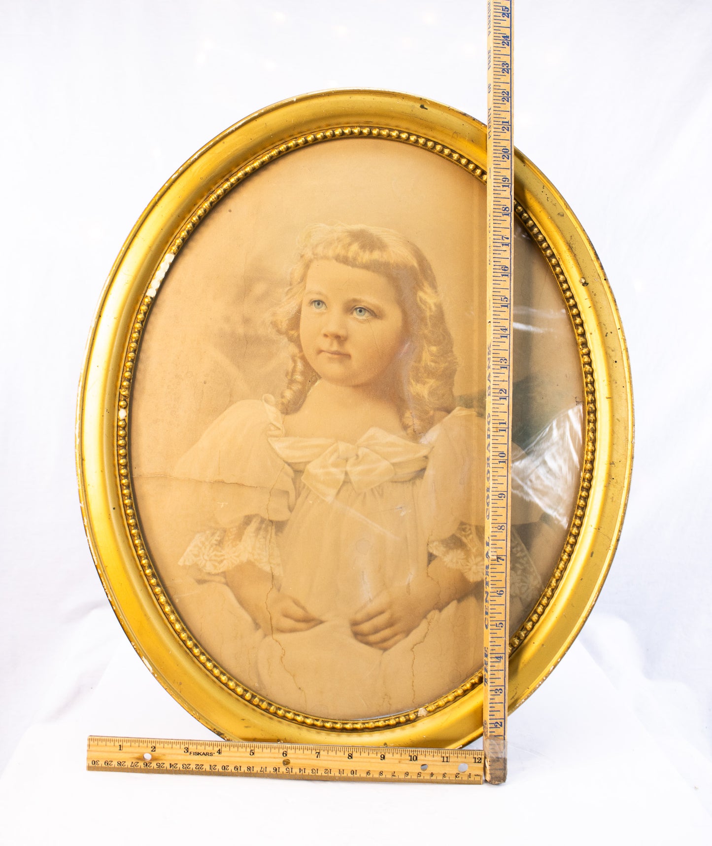 Antique Oval Child Portrait | Gilded Frame | Victorian Era Wall Art