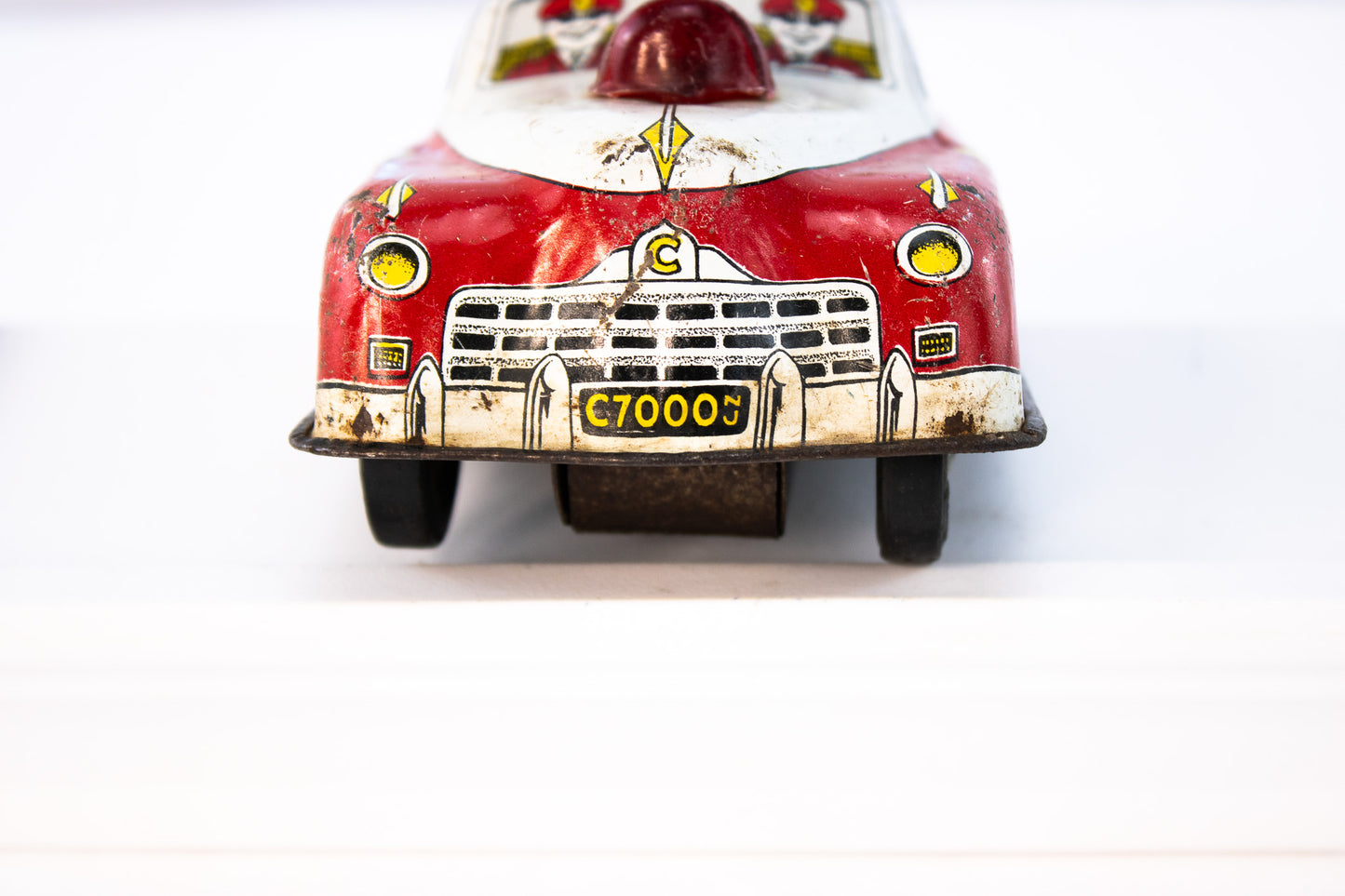Vintage Hubley Fire Chief Tin Toy Car | Working Wind-Up | USA Made