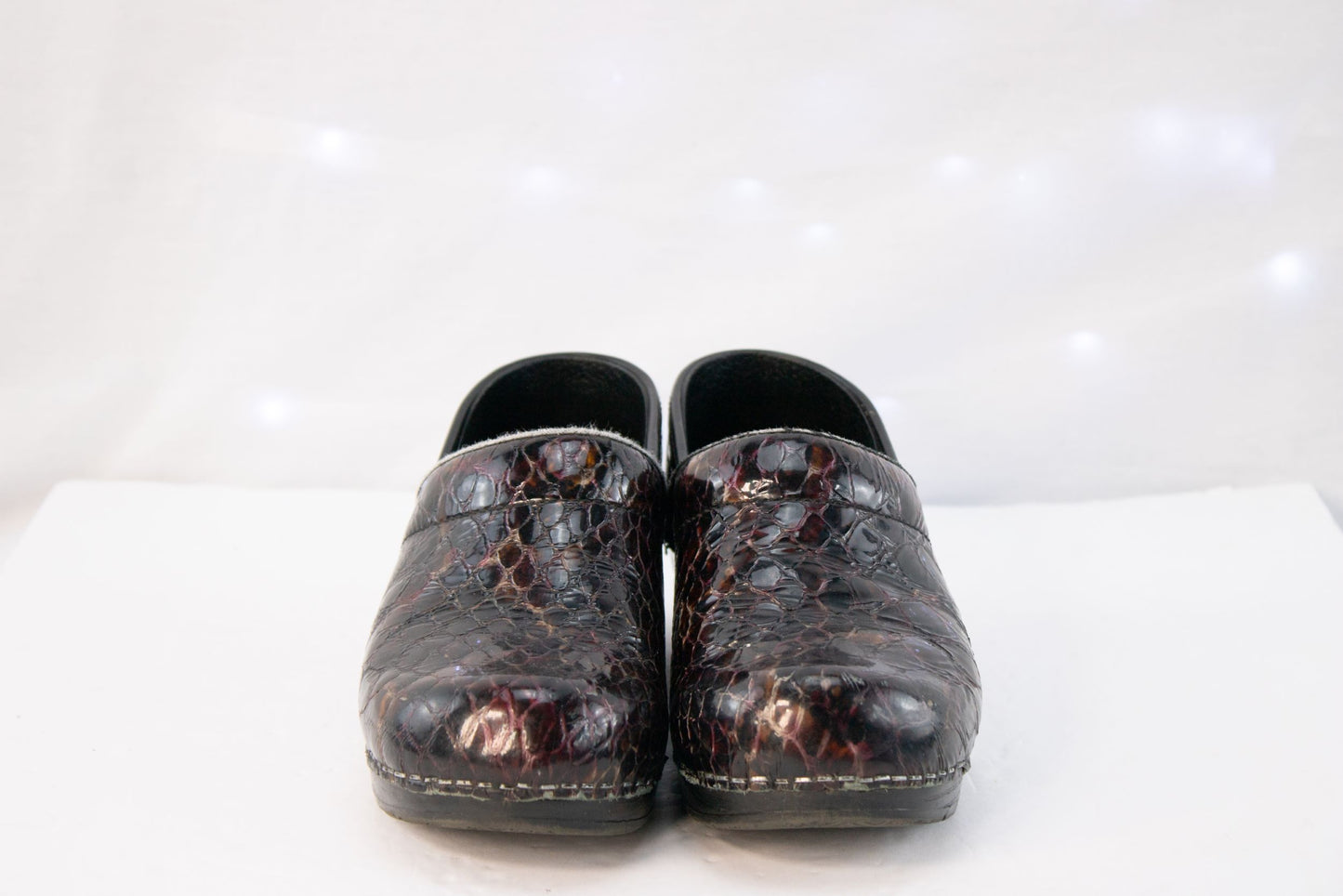 Sanita Danish Clogs EU 38 US 7–7.5 Croc Embossed Leather Slip-On Shoes