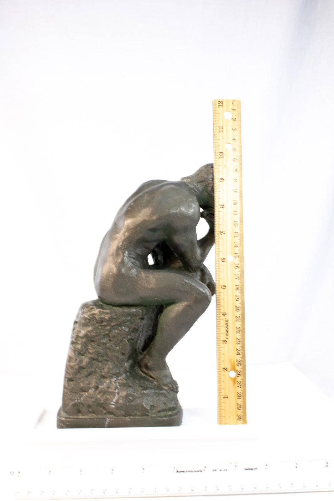 Vintage “The Thinker” Statue – Made in Greece – Bronzed Plaster Art Figure –