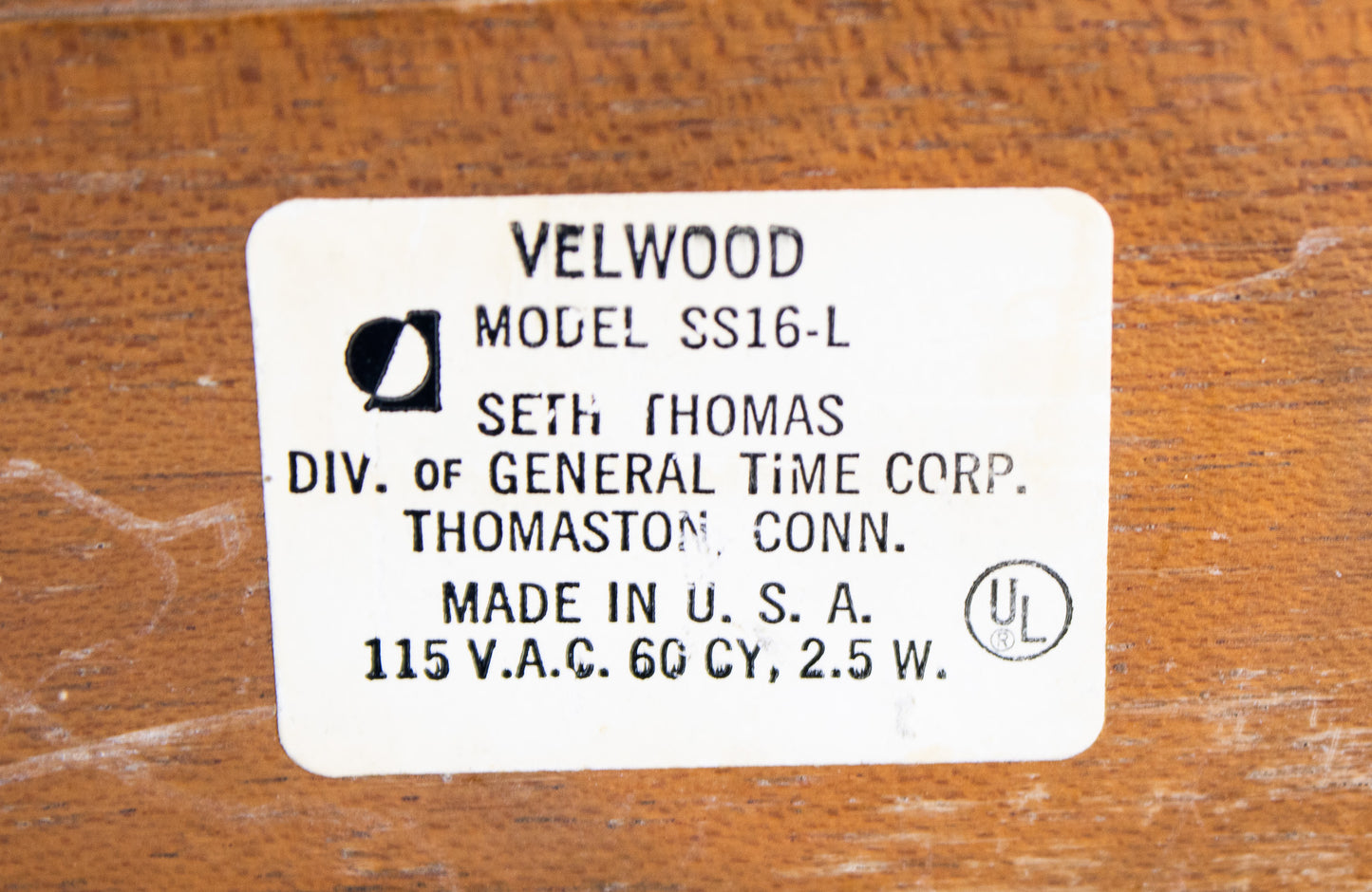 Seth Thomas Velwood Lighted Alarm Clock | Mid-Century Wood Clock