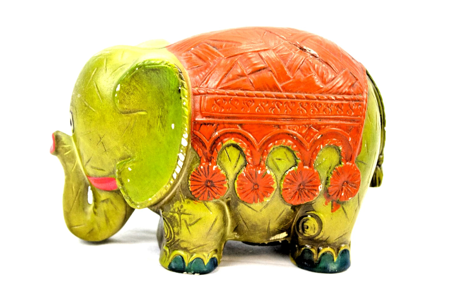 Vintage Chalkware Elephant Bank – 1960s Pride Creations USA – Kitsch Americana