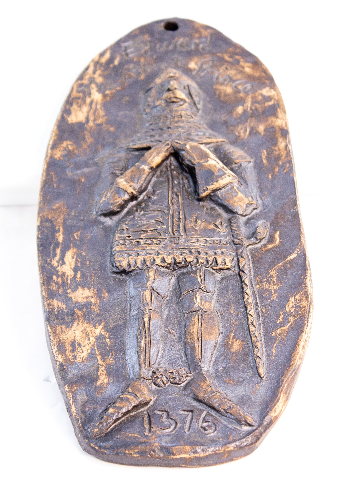 Edward the Black Prince Medieval Clay Wall Plaque Folk Art Relief
