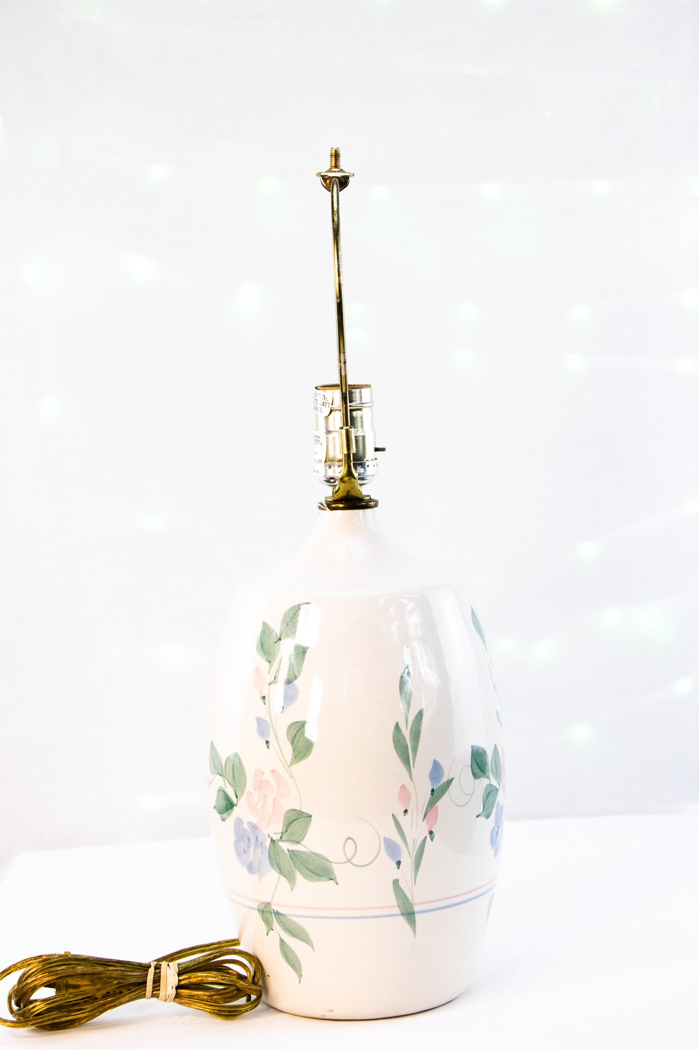Vintage CCD Floral Ceramic Table Lamp – Handmade USA – Brass Har